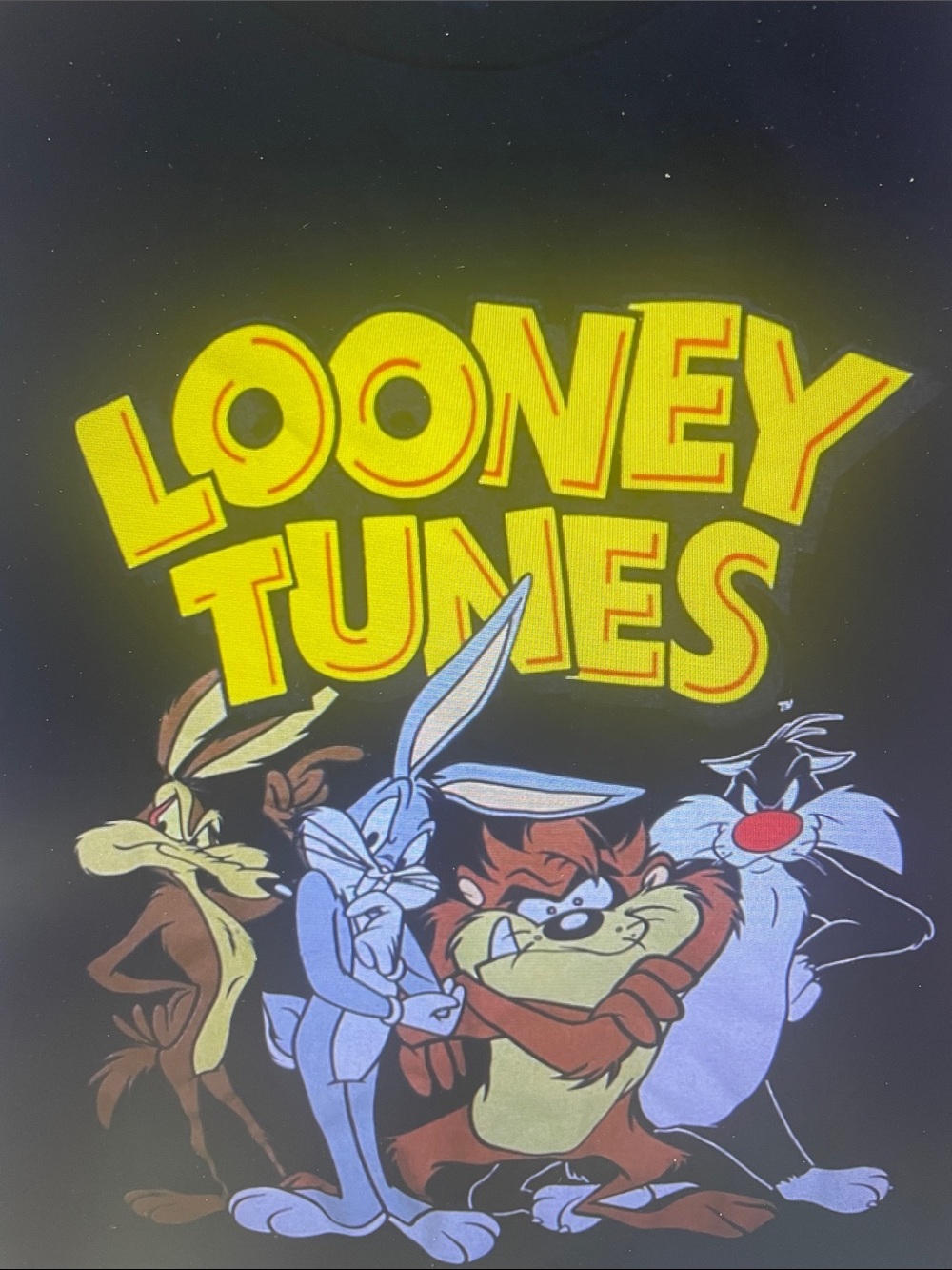 Warner Bros. Looney Tunes Black Tee with Yellow Logo - Picture 2 of 6